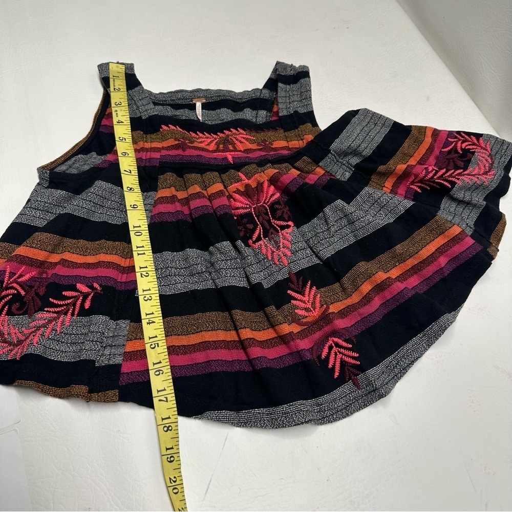 Free People Stripe Embroidered Crop Tank Top. Size XS - Picture 6 of 11